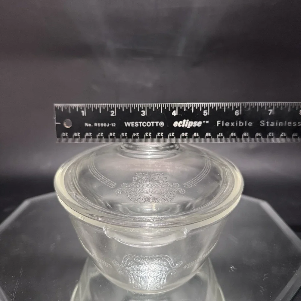 Vintage Glasbake 1Qt Clear Etched Glass Oval Poppy Casserole Dish‎ W Lid